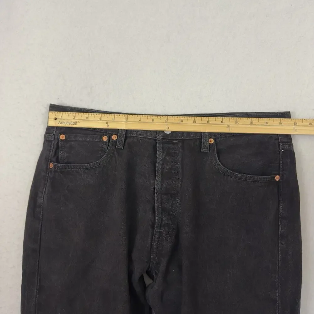 Levis 501 Jeans Mens 36X34 Black Original Fit Straight Leg Button Fly Denim